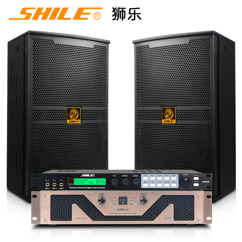 狮乐(SHILE)专业10英寸舞台音响套装组合户外演出大型会议室婚庆活动效果器音箱套餐S62功放+BM-10音箱+效果器