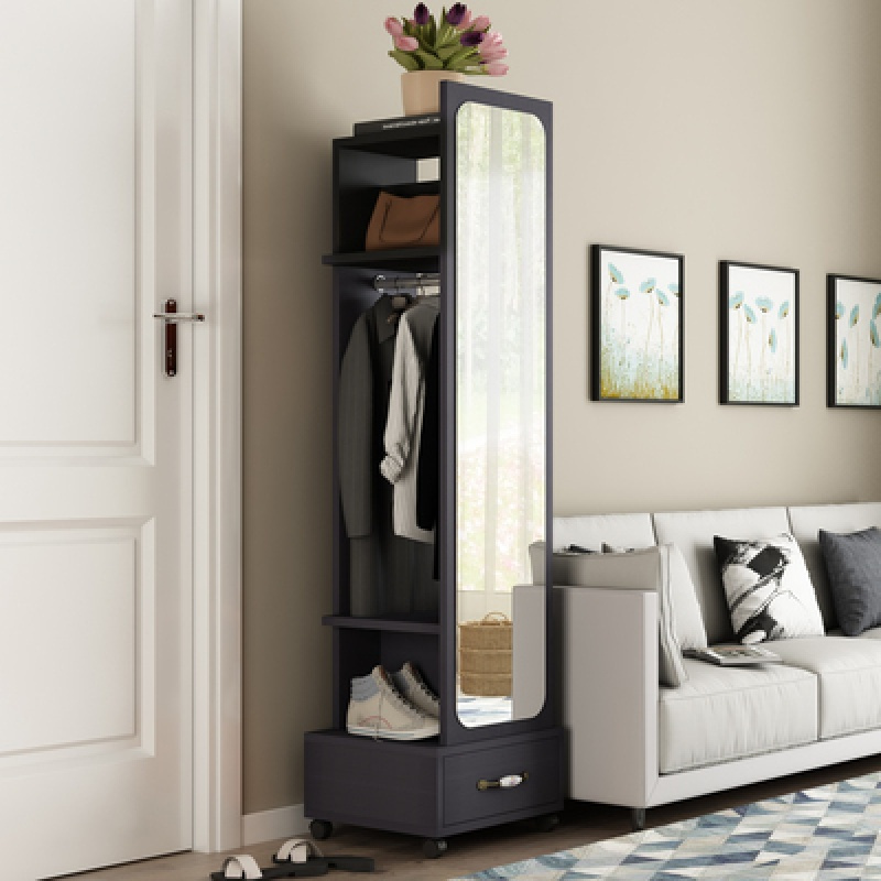 穿衣镜全身落地镜闪电客简易衣柜家用客厅卧室收纳柜旋转架全身试衣