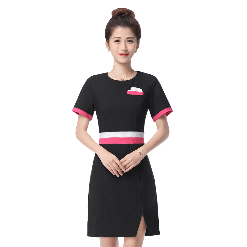 新款美容师工作服连衣裙美容院前台工装职业女裙套装夏季技师服装