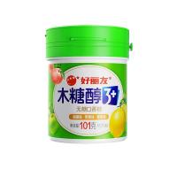 好丽友无糖口香糖101g木糖醇3+薄荷水果味花香味软糖清新口气大瓶装[绿瓶]超檬苹果蜜桃味101g*1瓶
