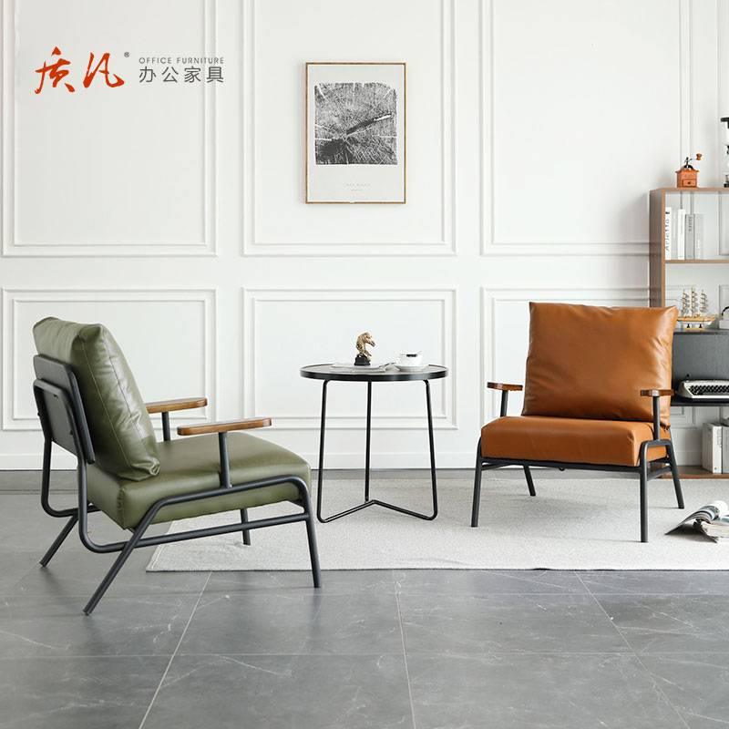 质凡桌椅组合接待沙发店铺奶茶店酒吧沙发休闲区桌椅[防水纳帕皮]3单椅+1蘑菇桌高清大图