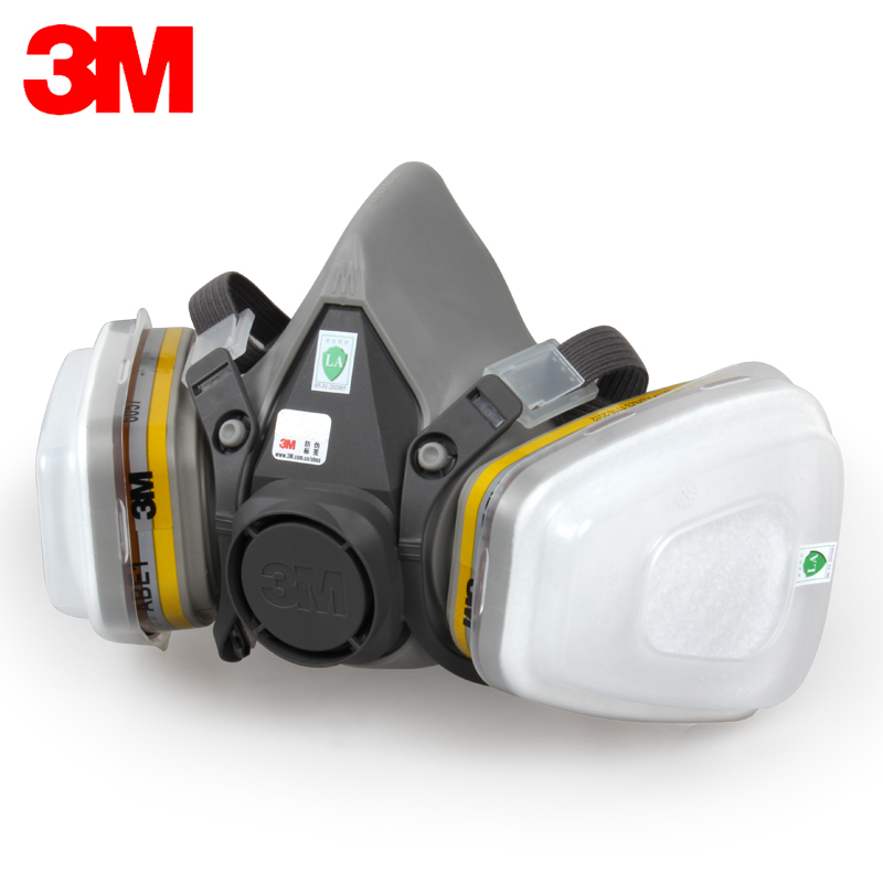 3M6200防毒面具配6057防化工气体氯化氢氰化氢喷漆异味口防护面罩