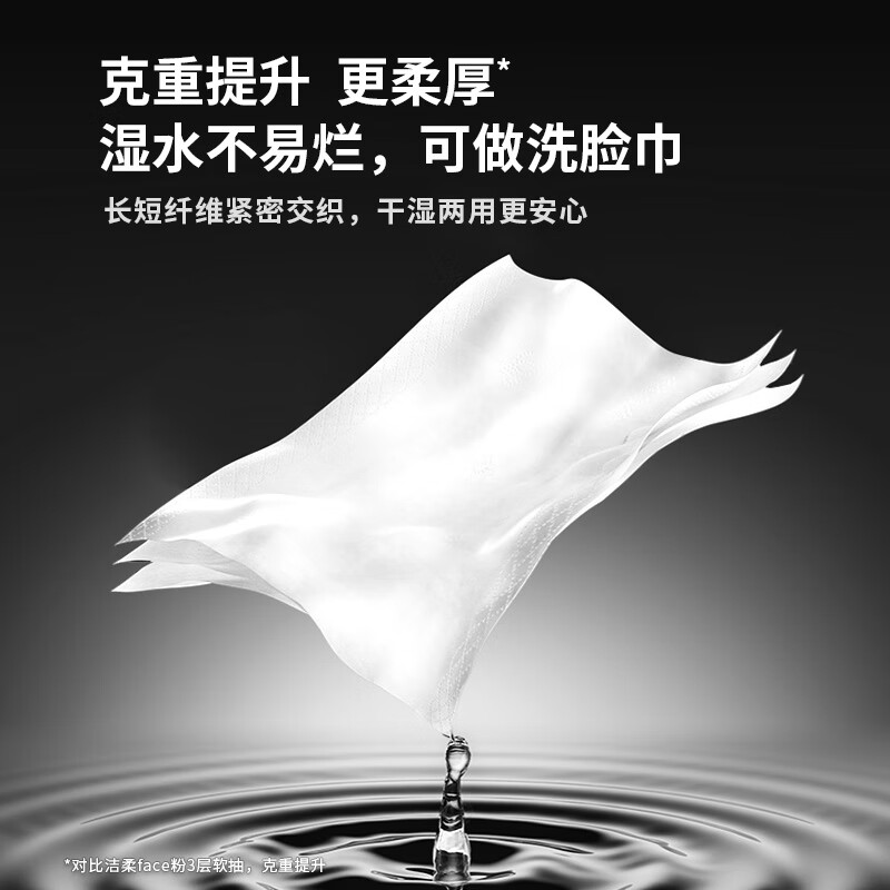 洁柔抽纸 黑Face古龙香水味3层150抽*18包 大规格可湿水面巾纸 整箱高清大图