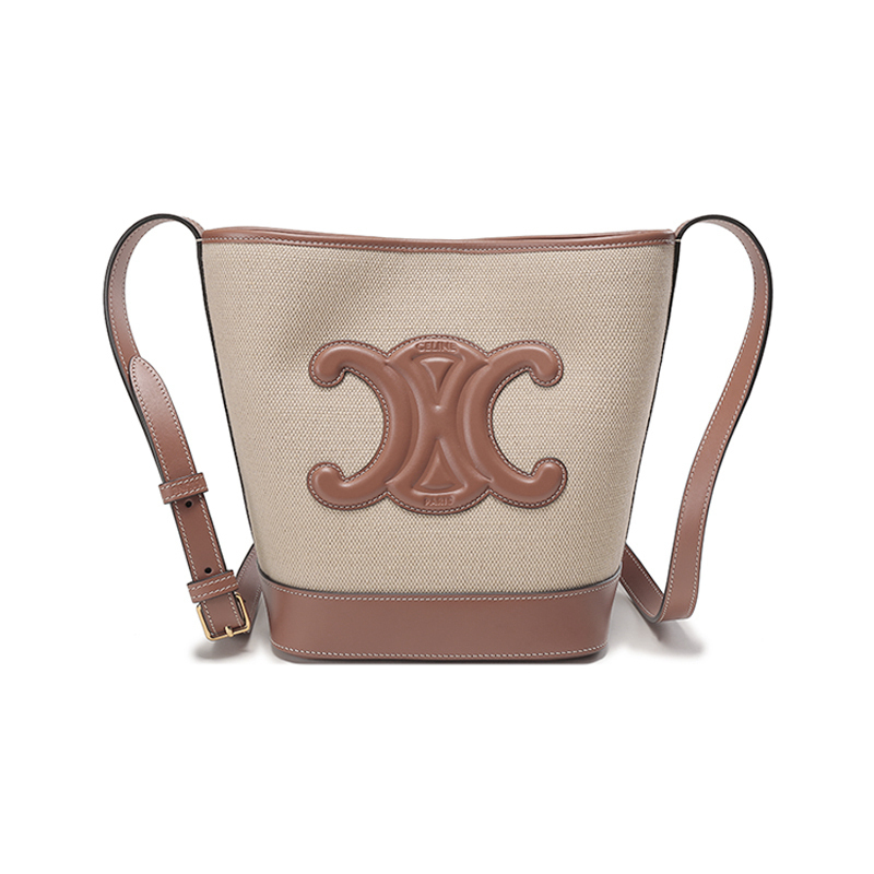 赛琳/思琳 celine 女士牛皮革/织物cuir triomphe单肩斜挎包水桶包