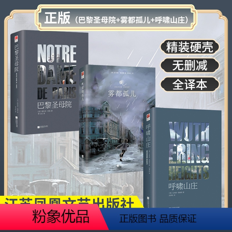 巴黎圣母院+雾都孤儿+呼啸山庄(全3册) [正版]精装|巴黎圣母院书 (法)雨果著 李玉民译 原著无删减全译本 人类命运