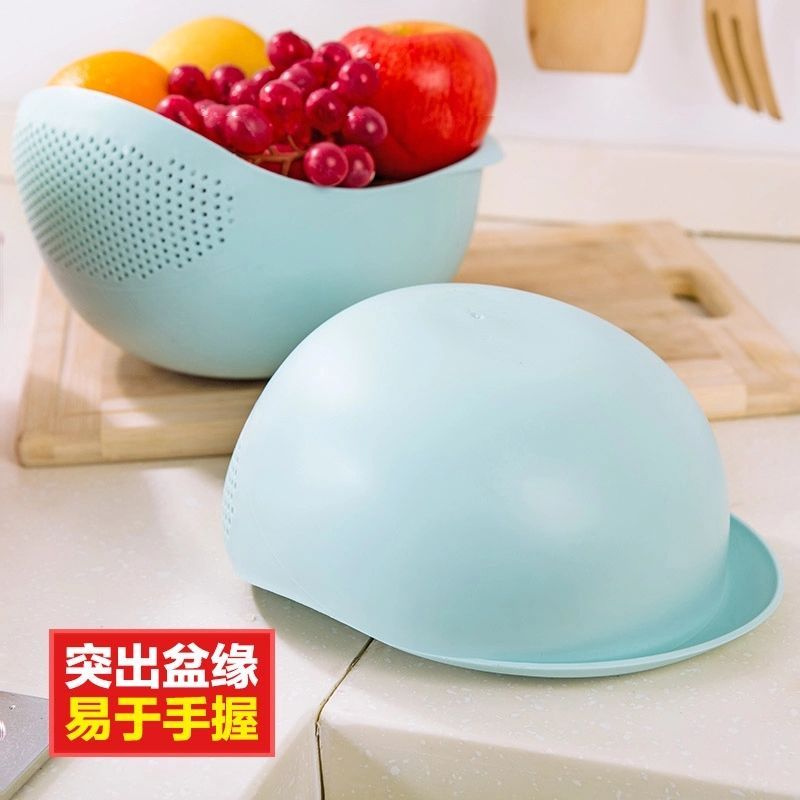 加厚淘米器洗米筛漏塑料淘米盆篮厨房沥水篮洗菜篮子洗菜盆神器 白色小号
