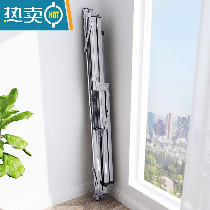 敬平晾衣架落地折叠室内不锈钢家用晾衣杆阳台晒衣架凉被子挂衣服器 不锈钢落地2.4米加厚款(送20个防风钩) 大高清大图