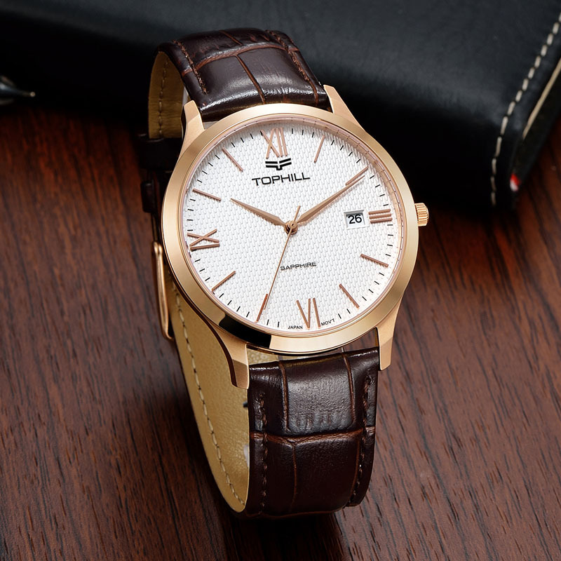 瑞士拓非手表男进口石英机芯tw016g薄款商务简约休闲风男士腕表