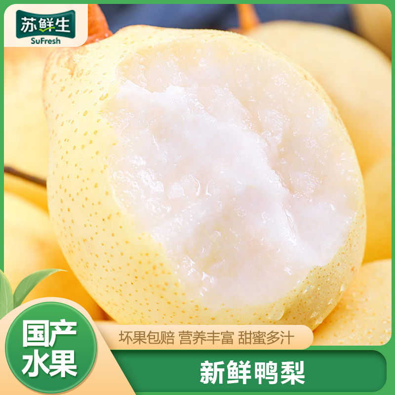 [苏鲜生]河北精品鸭梨 新鲜水果 松脆多汁 净重4.7-5.2斤 单果200g以上 1