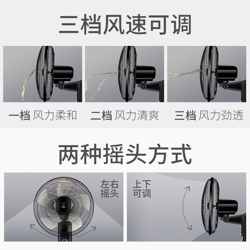 钻石壁扇大风力家用电风扇壁扇壁挂电风扇 12寸英寸五叶壁扇(机械款)高清大图