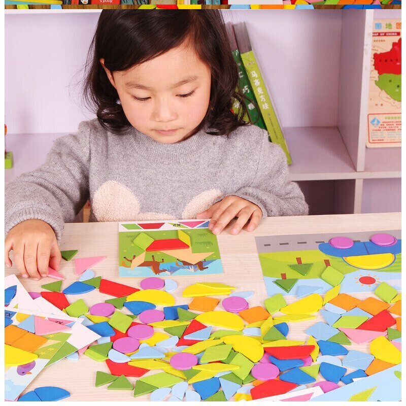 数学道具大号颜色一年级百变图形二年级七巧板智力拼图小学生创意 创意福禄贝尔拼板高清大图