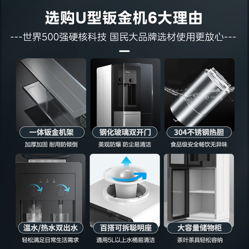 美的(Midea)饮水机 立式家用办公双封闭门防尘大储物柜饮水器银色 YR1518S-X 温热型高清大图