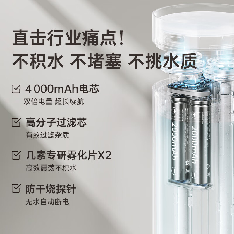 几素 桌面加湿器 迷你卧室宿舍床头家用空气加湿器 4000mAh高清大图