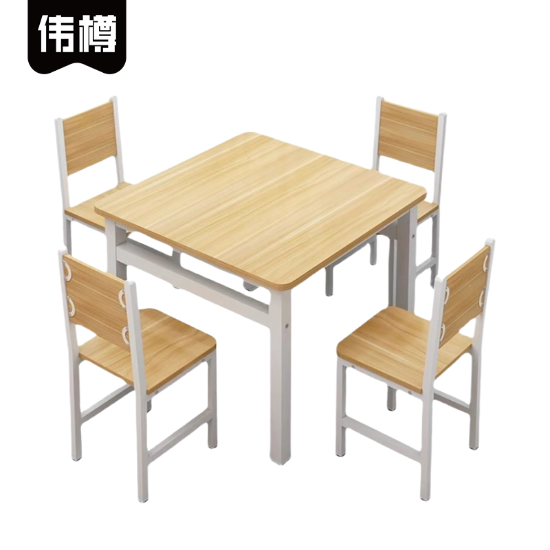 伟樽木质餐桌100*100*74cm+椅子*4套高清大图