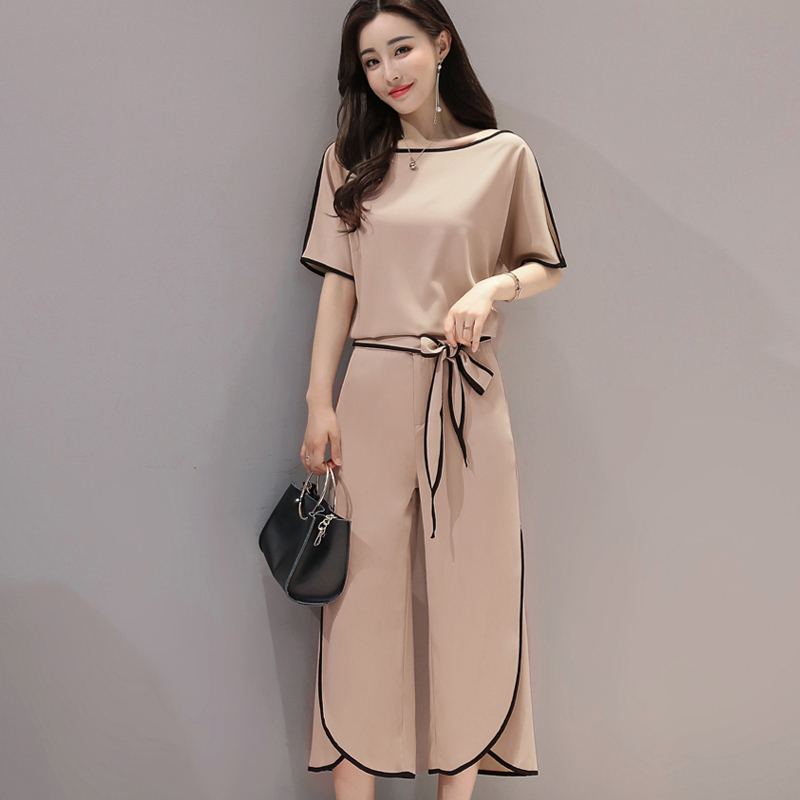 春夏装新品显瘦女装韩版时尚阔腿裤套装显高时髦甜美两件套