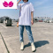 七斓2023新款韩版夏天半高领t恤女短袖ins风宽松百搭中长款上衣T