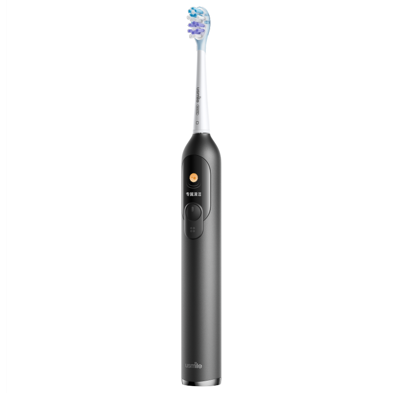 usmile笑容加数字电动牙刷 深度清洁牙齿牙龈 双面屏数字牙刷 成人情侣款-F10 PRO黑色!高清大图
