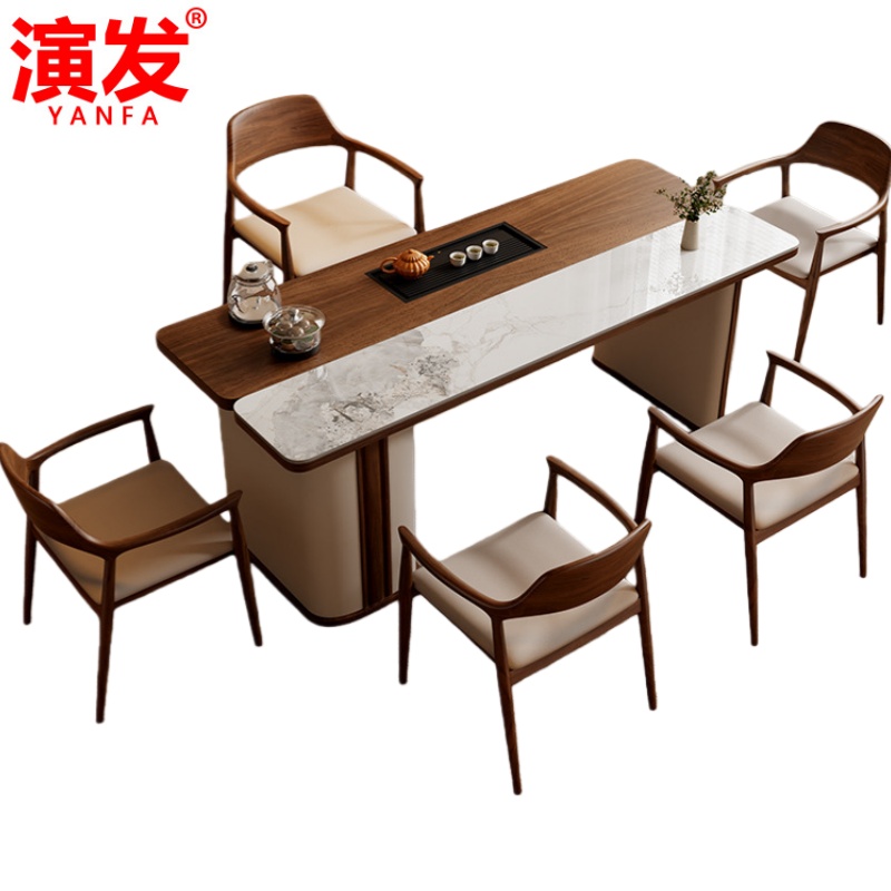 演发 茶桌1.2米+椅*3 套高清大图