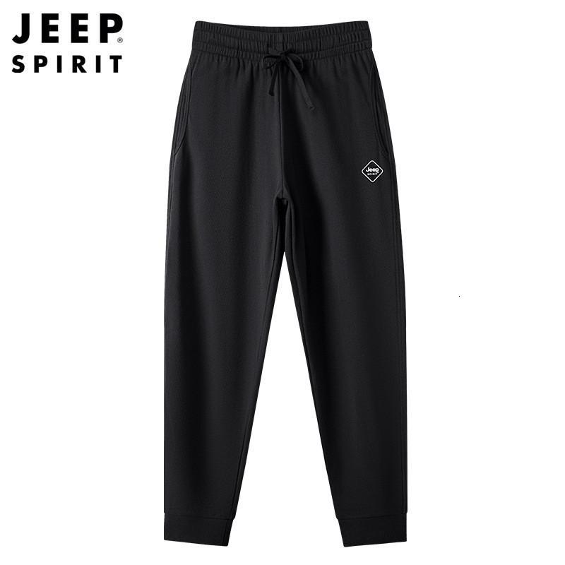 JEEP吉普男士新款潮流棉束脚运动裤子卫裤棉质直筒休闲裤