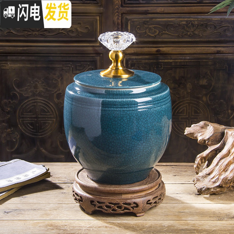 三维工匠景德镇陶瓷米桶米缸储米箱5kg10kg25kg带盖密封面桶箱家用茶叶罐收纳桶 款式12（10斤）高28宽29