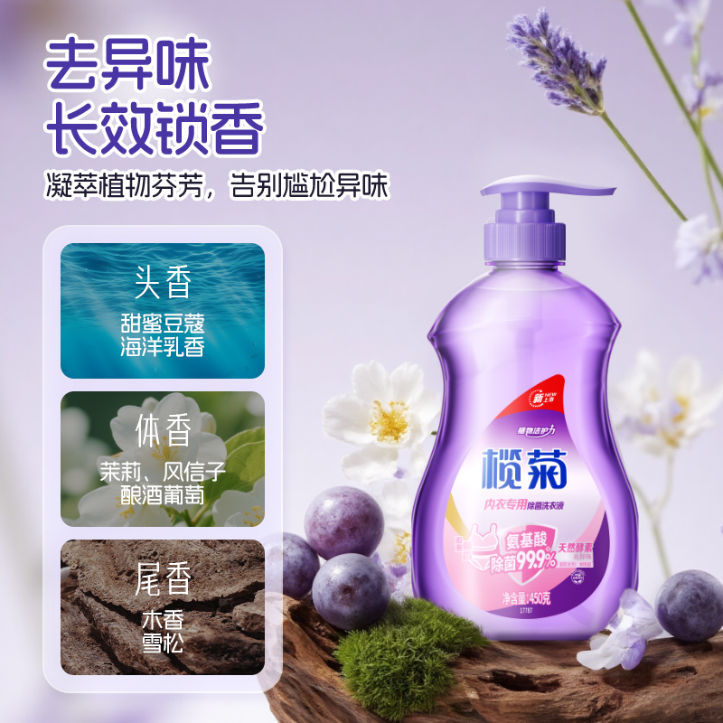 榄菊内衣专用除菌洗衣液450g×24高清大图