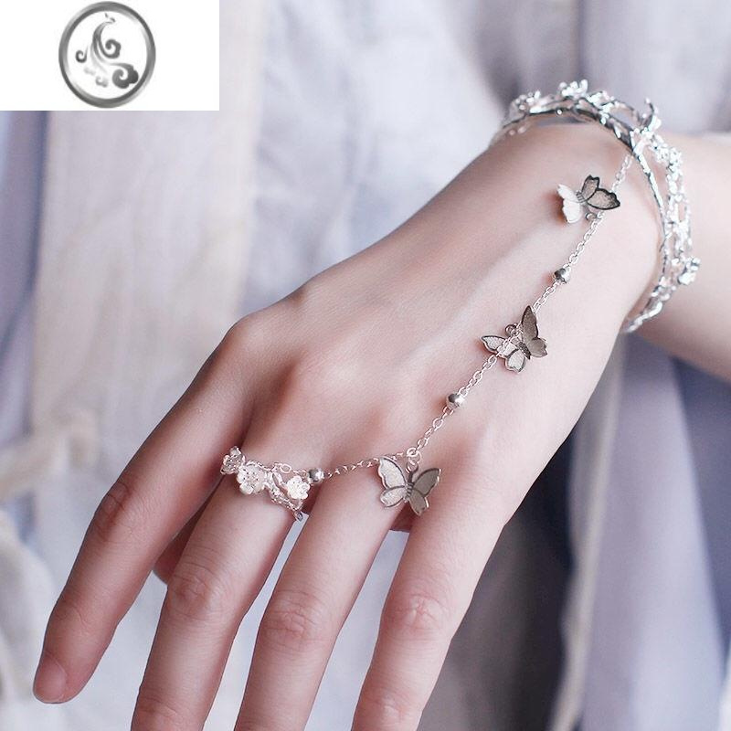 jimi古风铃铛戒指手镯汉服手饰开口镯子中国风宫铃礼物宫廷复古饰品