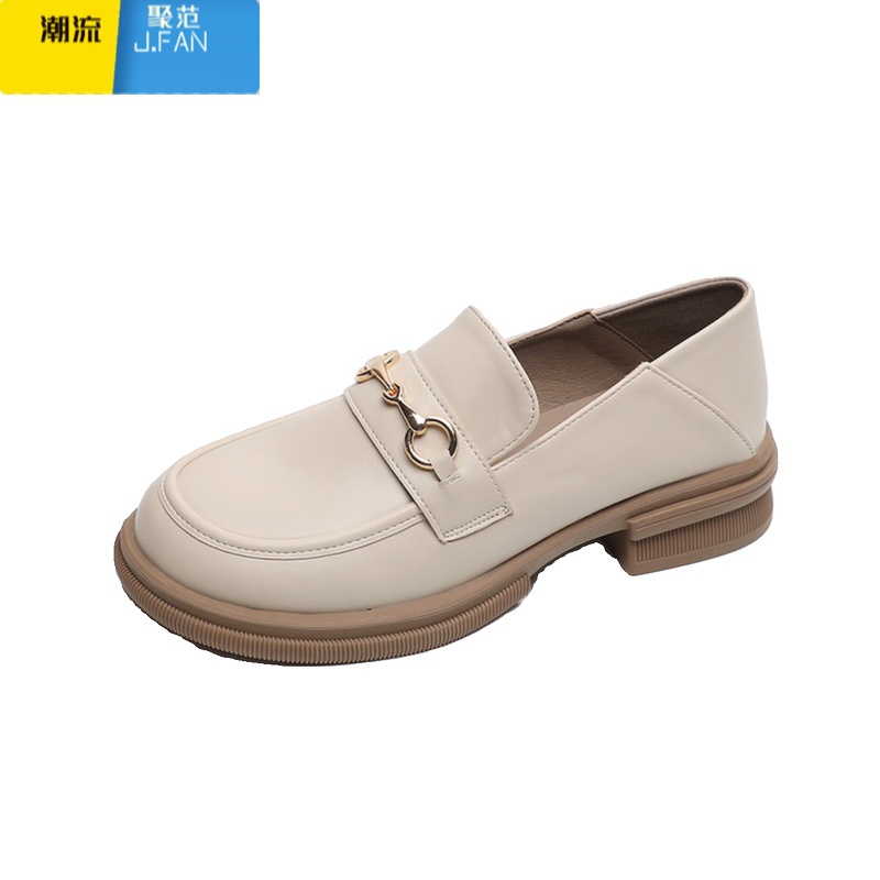 聚范配裙子小皮鞋女2024新款乐福鞋平底大码女鞋41一43单鞋高清大图