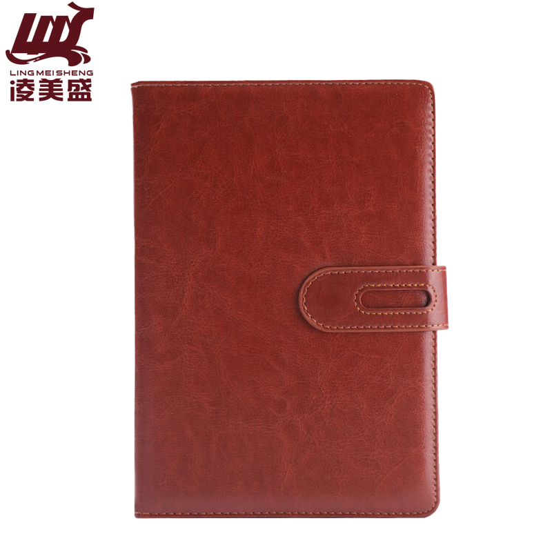 凌美盛 带扣PU革B5商务笔记本 14.1*20.5cm 25-66-1棕色 可定制印刷/本