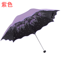 天堂伞晴雨伞折叠雨伞女晴雨两用森系小清新防晒太阳伞简约纯色复古 紫色