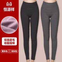 恒源祥保暖裤女内穿高腰紧身棉毛裤女士秋裤无痕加绒打底线裤衬裤 160是 黑灰+深灰
