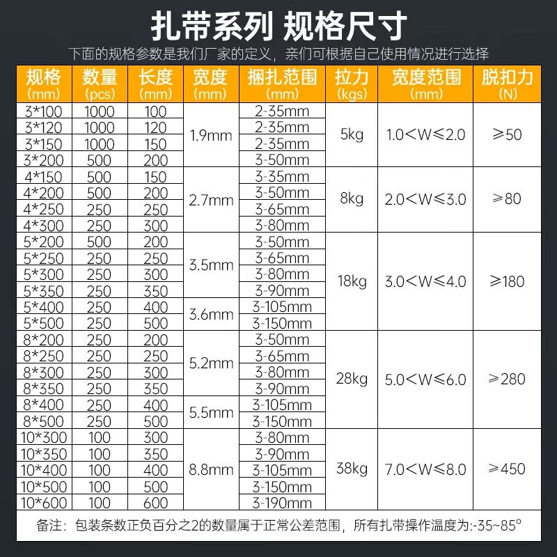 3M尼龙塑料扎带卡扣强力束线带绳电线捆绑带固定器自锁式白色扎线带 白 长300 宽3.5 250条高清大图