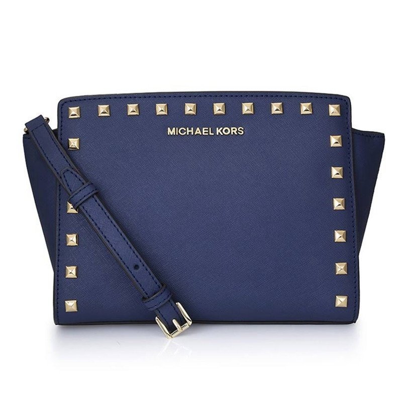 迈克·科尔斯(MICHAEL KORS)Selma系列女士 牛皮硬 拉链铆钉单肩斜挎包小号30T3GSMM2L