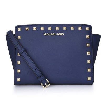 迈克·科尔斯(MICHAEL KORS)Selma系列女士 牛皮硬 拉链铆钉单肩斜挎包小号30T3GSMM2L