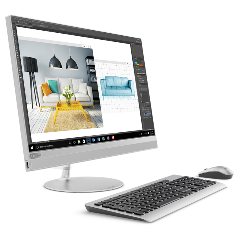联想(Lenovo)AIO520-22 23.8英寸致美一体机台式电脑(I3-6006U 4G内存 2G独显 1TB存储)无光驱 银色