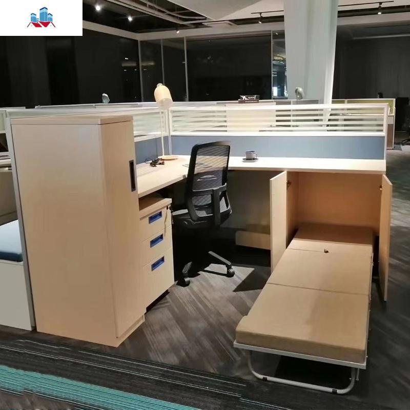 办公室电脑桌休息床组合屏风职员办公桌带床隔断工位带午休床定制泰