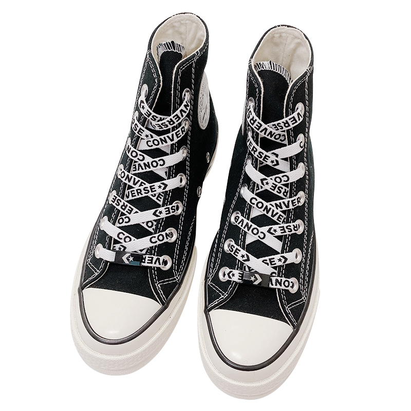 匡威高帮1970s字母标志鸳鸯扁帆布鞋带鞋扣装饰配件黑色匡威鞋带160cm