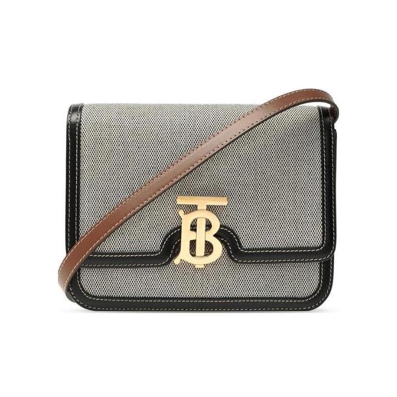 博柏利(BURBERRY)女士单肩包小号专属标识锁扣可调肩带实用多仓棉