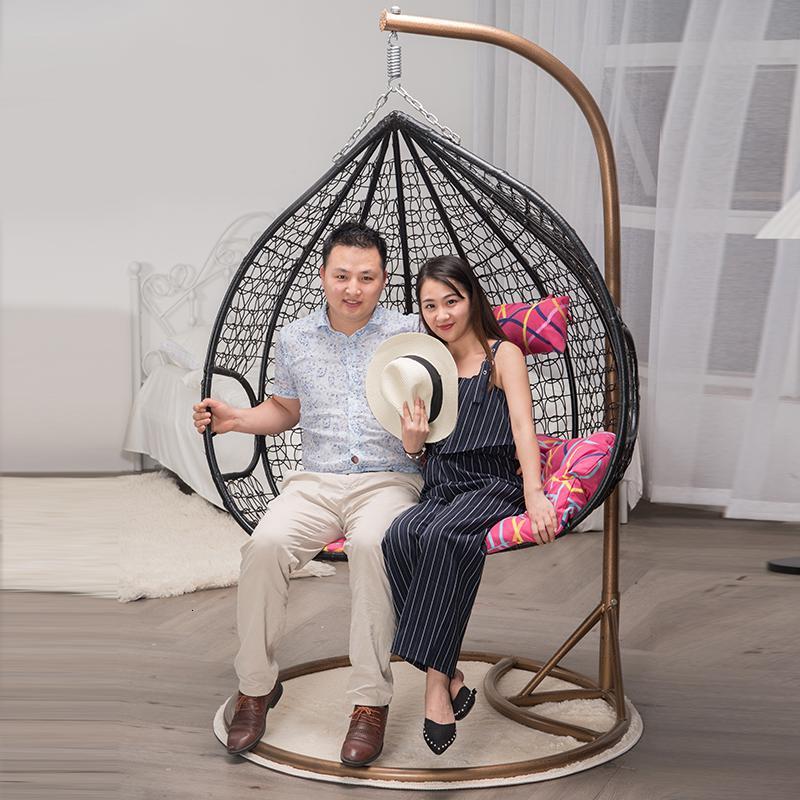 浪漫吊篮藤椅椅子室内ins网红店秋千椅吊椅卧室摇蓝懒人定制 双人黑色
