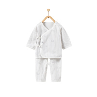 童泰TONGTAI初生儿纯棉开裆和服内衣套装0-3个月宝宝系带上衣裤子两件套婴幼儿通用59cm