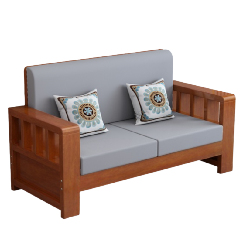智叶舟木质沙发双人位140*63*90cm张高清大图