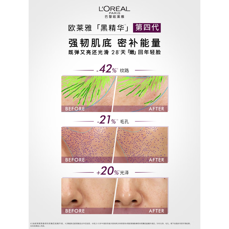 欧莱雅(L’OREAL)面部精华液抗皱补水保湿护肤 黑精华50ml高清大图