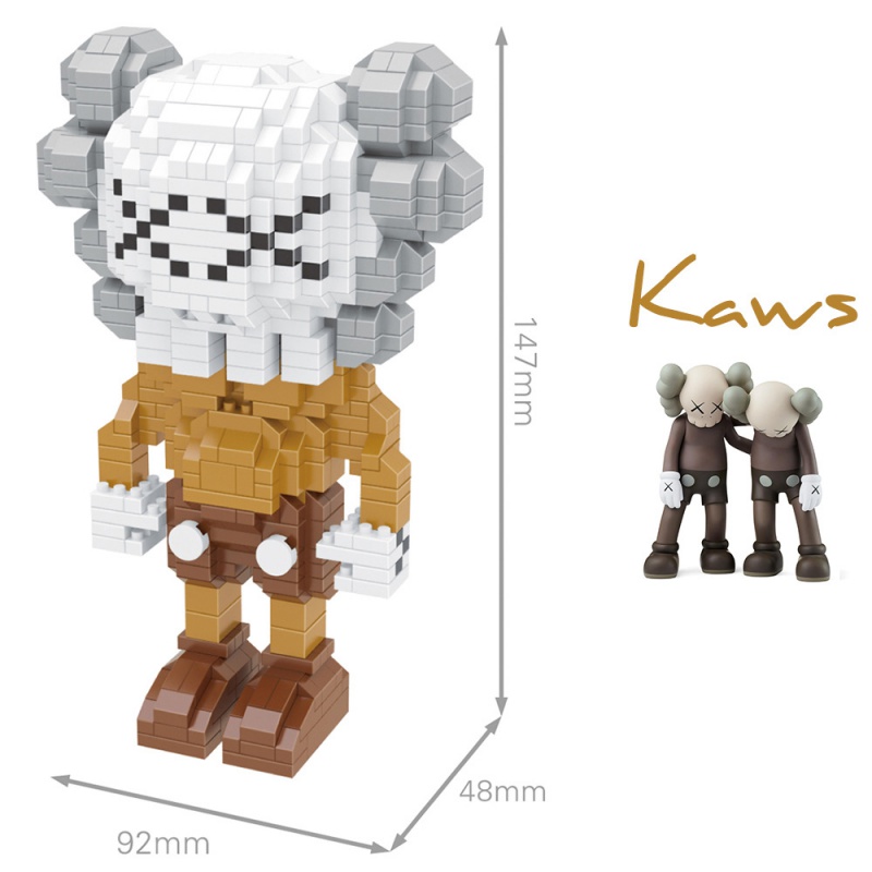 钻石微型小颗粒拼装积木成人潮牌玩具芝麻街kaws x kwas兼容乐高 KAWS粉色钥匙扣高清大图