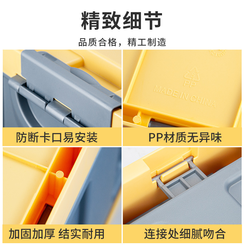 悦卡汽车后备箱收纳箱 车载多功能车内尾箱整理箱置物用品 R系列折叠储物箱 灰黄大号-60L