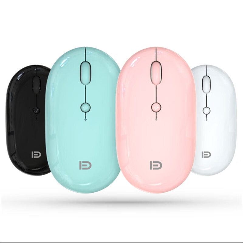富德 无线USB+Type-c双模 可充电 无线鼠标 绿/粉/黑/白 E100US