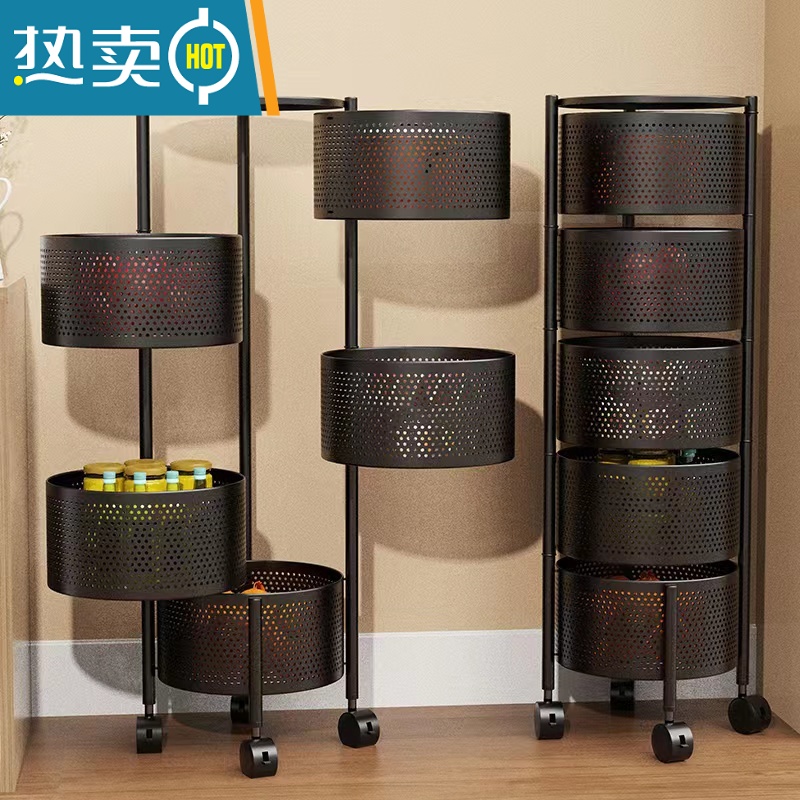 敬平零食置物架子收纳客厅卧室网红可旋转家用落地式多层放水架果置子高清大图
