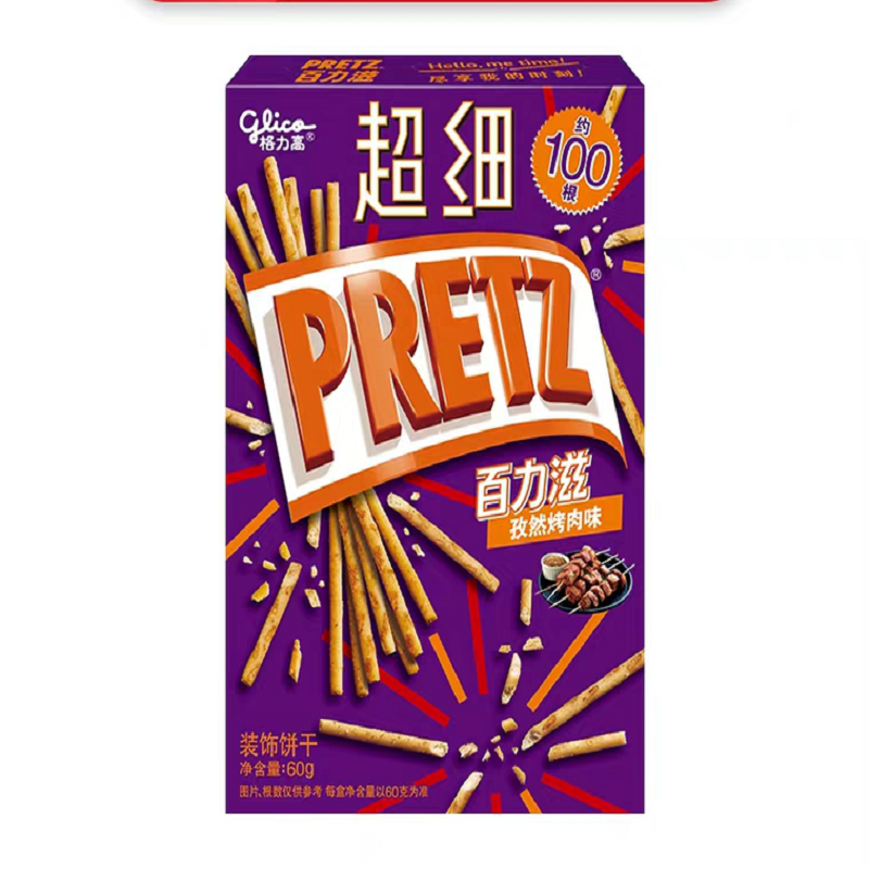 格力高超细百力滋孜然烤肉味装饰饼干60g盒