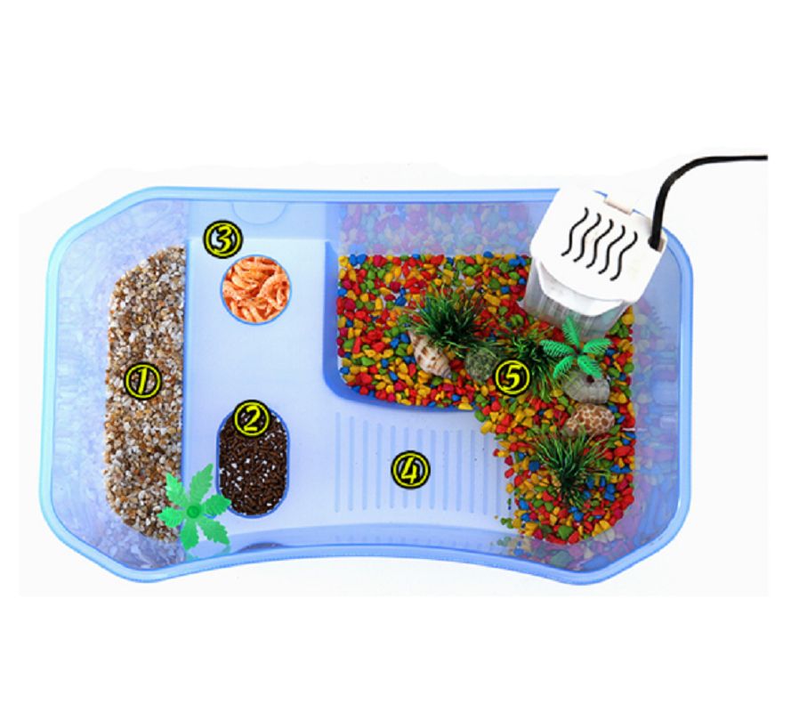 养大小乌龟缸别墅水陆缸巴西缸带晒台饲养盒孵化带排水龟盆箱造景