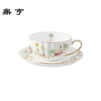 鼎亨 小蓝 高骨瓷咖啡杯碟田园风陶瓷英式红茶杯套装带碟少女心