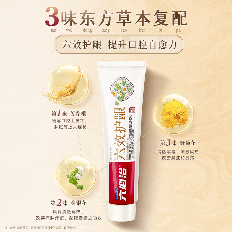 六必治牙膏抗敏清火180g*2支+六效护龈180g*2支