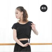 专业舞蹈练功服套装女成人形体教师现代跳舞纱裙裤古典中国舞服装 单件上衣黑色短袖 S